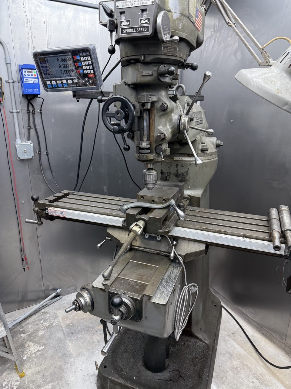 Bridgeport vertical mill in the shop